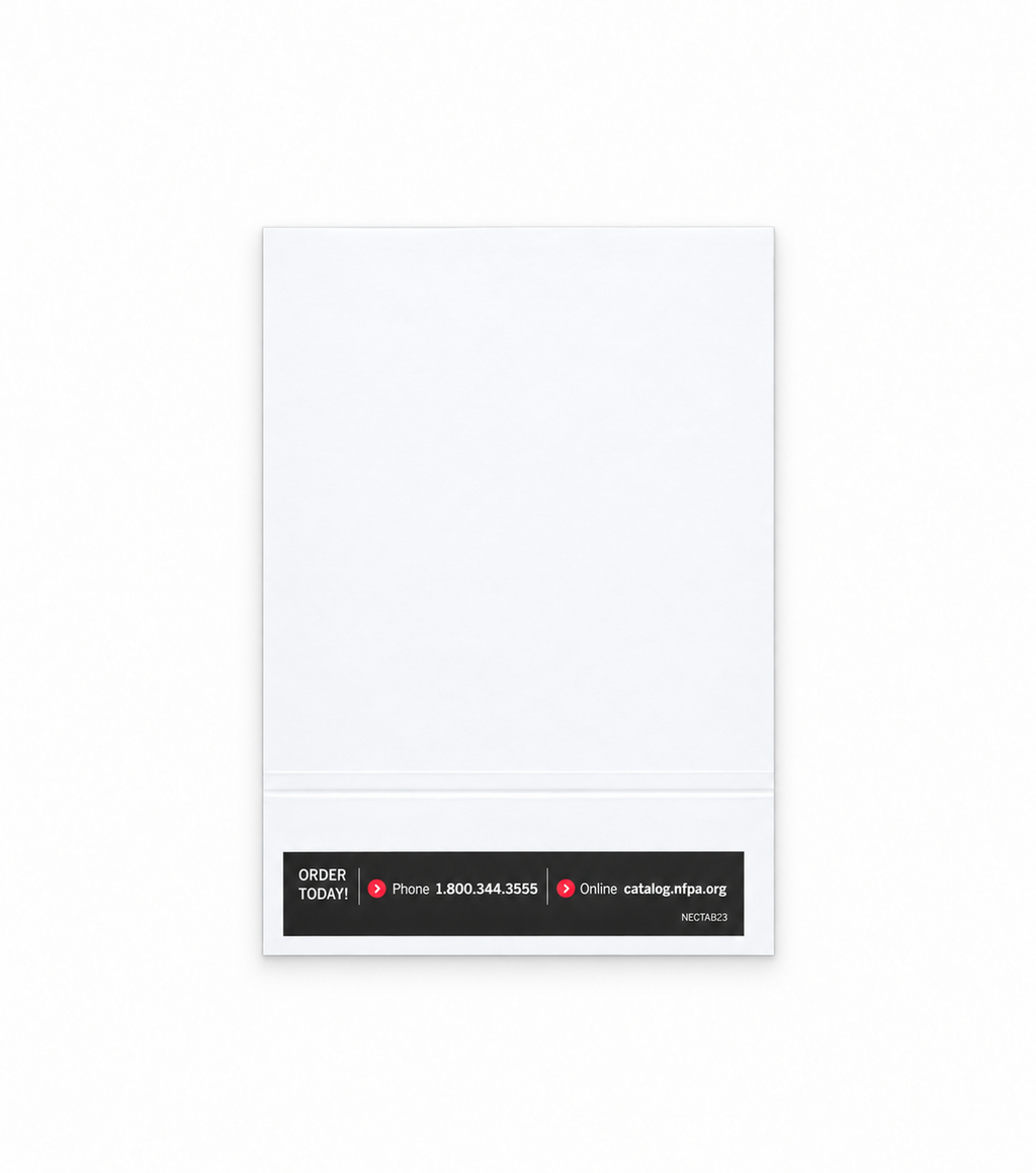 2023 NFPA NEC index tabs package back on a white background.