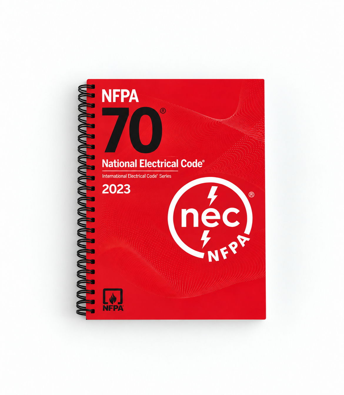 2023 NFPA 70 National Electrical Code Spiral Bound — lying flat, front cover facing up