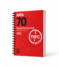 Product photo of 2023 NFPA 70 National Electrical Code Spiral Bound, standing upright with the front cover visible.
