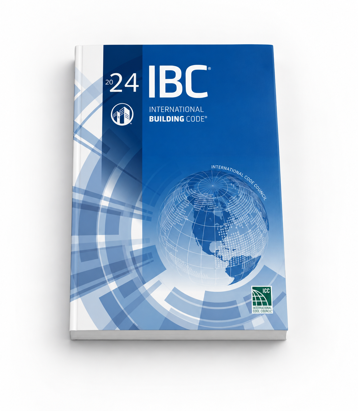 2024 International Building Code softcover, lying flat with front cover facing up
