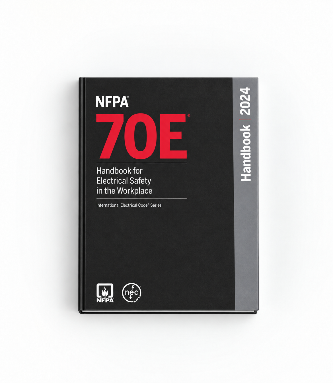 2024 NFPA 70E Standard for Electrical Safety in the Workplace Handbook — hardcover lying flat, front cover facing up