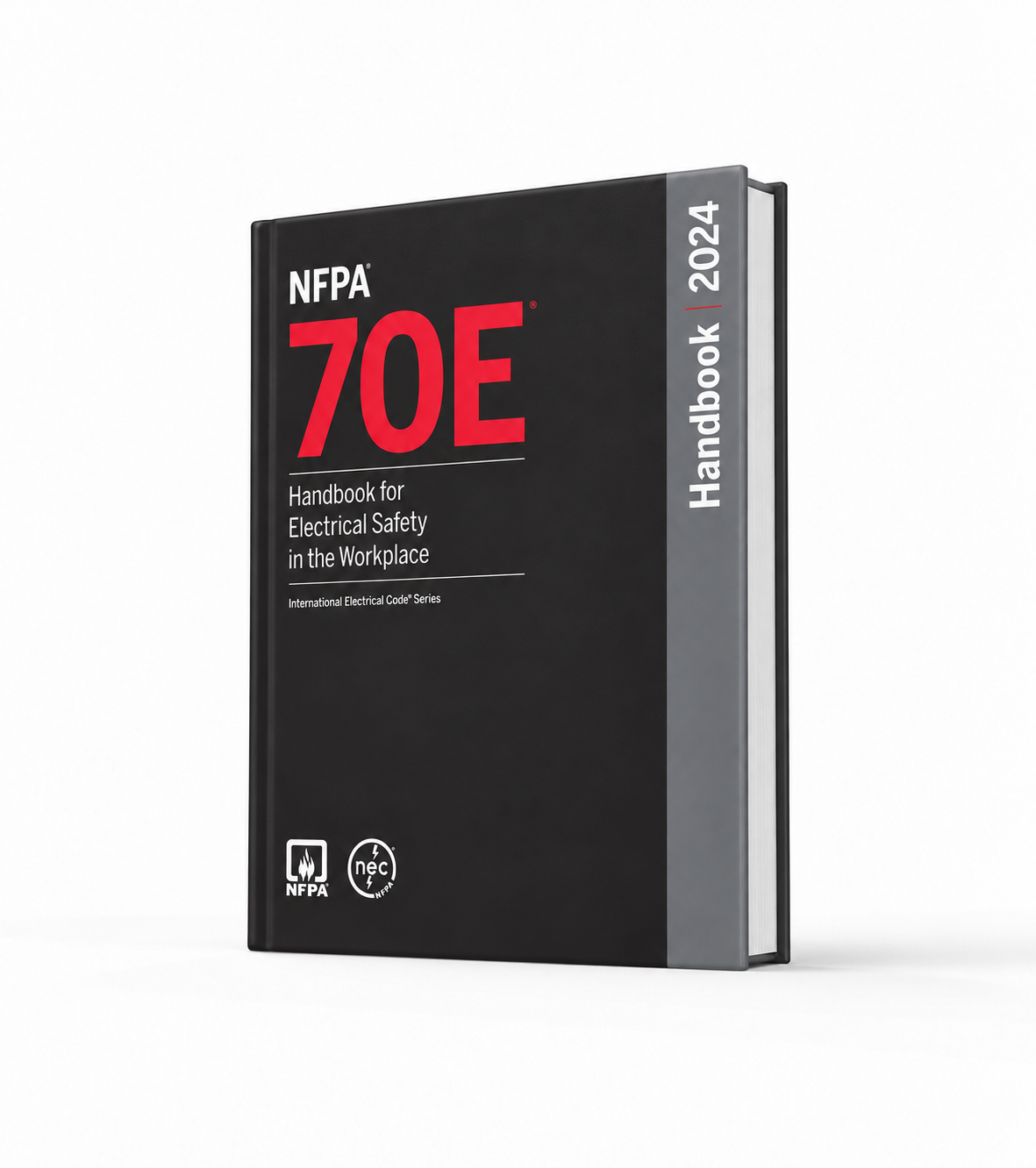 2024 NFPA 70E Standard for Electrical Safety in the Workplace Handbook — hardcover, front cover and page edge