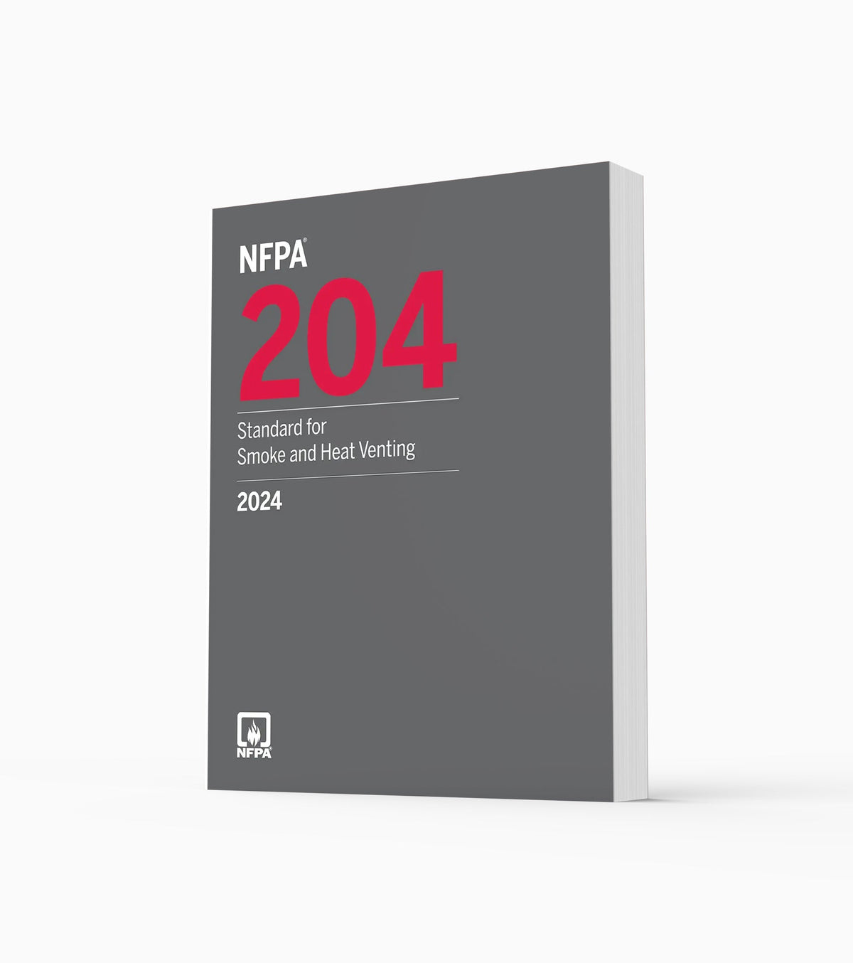 Product photo of 2024 NFPA 204 Standard for Smoke and Heat Venting, standing upright with the front cover visible.
