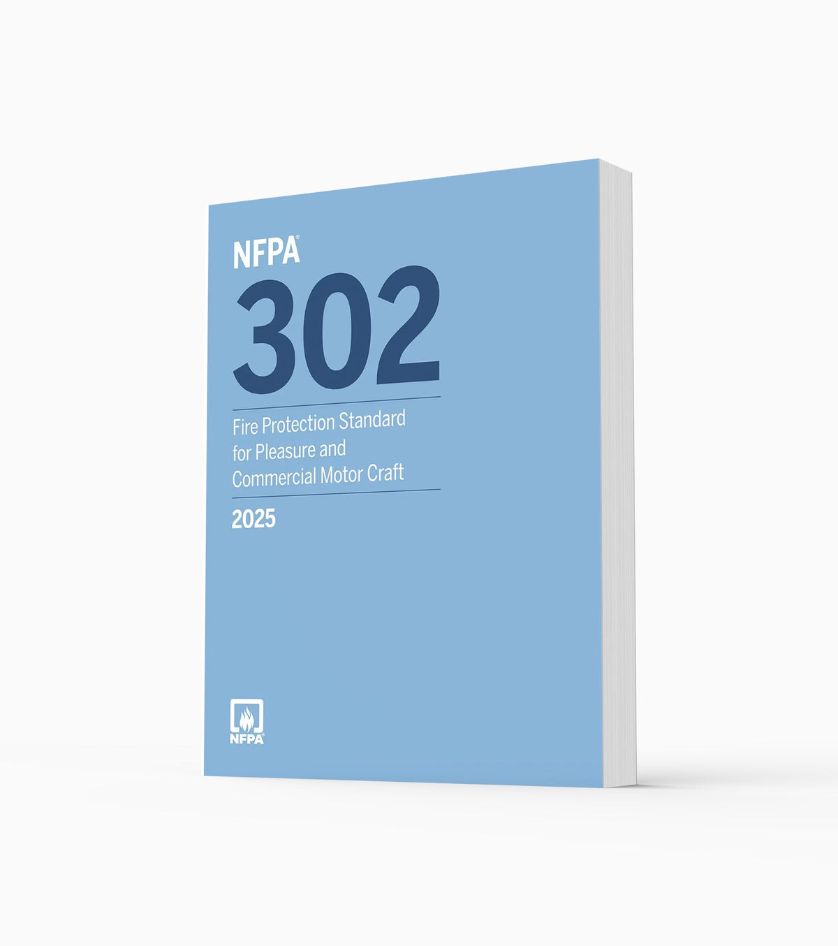 Product photo of 2025 NFPA 302 Fire Protection Standard for Pleasure and Commercial Motor Craft, standing upright with the front cover visible.