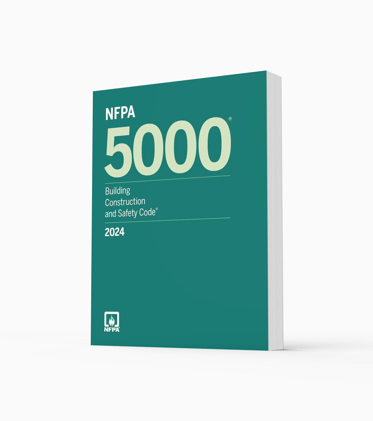 Product photo of 2024 NFPA 5000 Building Construction and Safety Code, standing upright with the front cover visible.