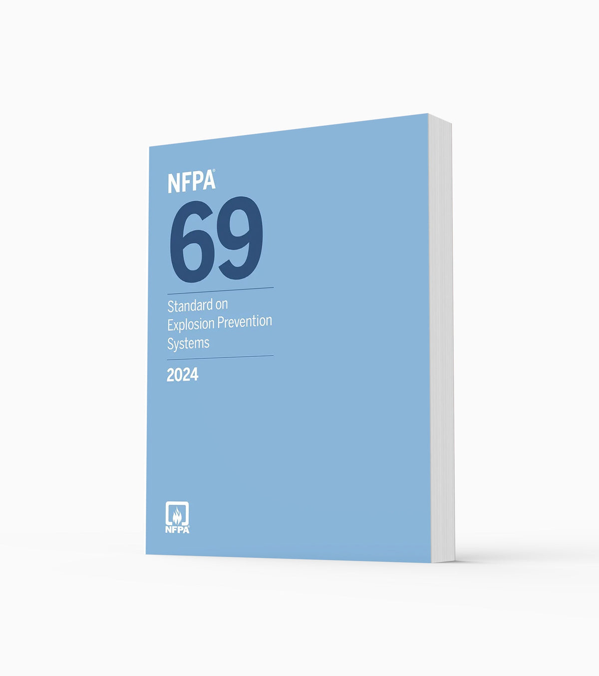 Product photo of 2024 NFPA 69 Standard on Explosion Prevention Systems, standing upright with the front cover visible.