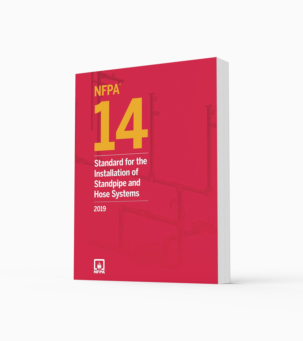 Product photo of 2019 NFPA 14 Standard for the Installation of Standpipe and Hose Systems, standing upright with the front cover visible.