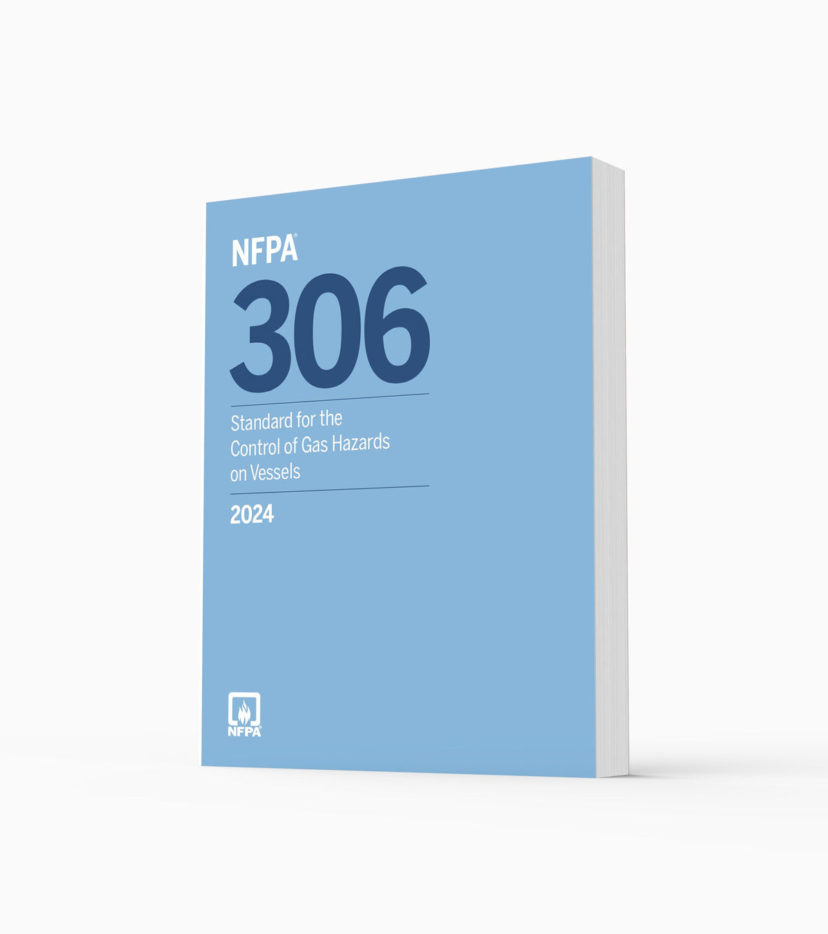 Product photo of 2024 NFPA 306 Standard for the Control of Gas Hazards on Vessels, standing upright with the front cover visible.