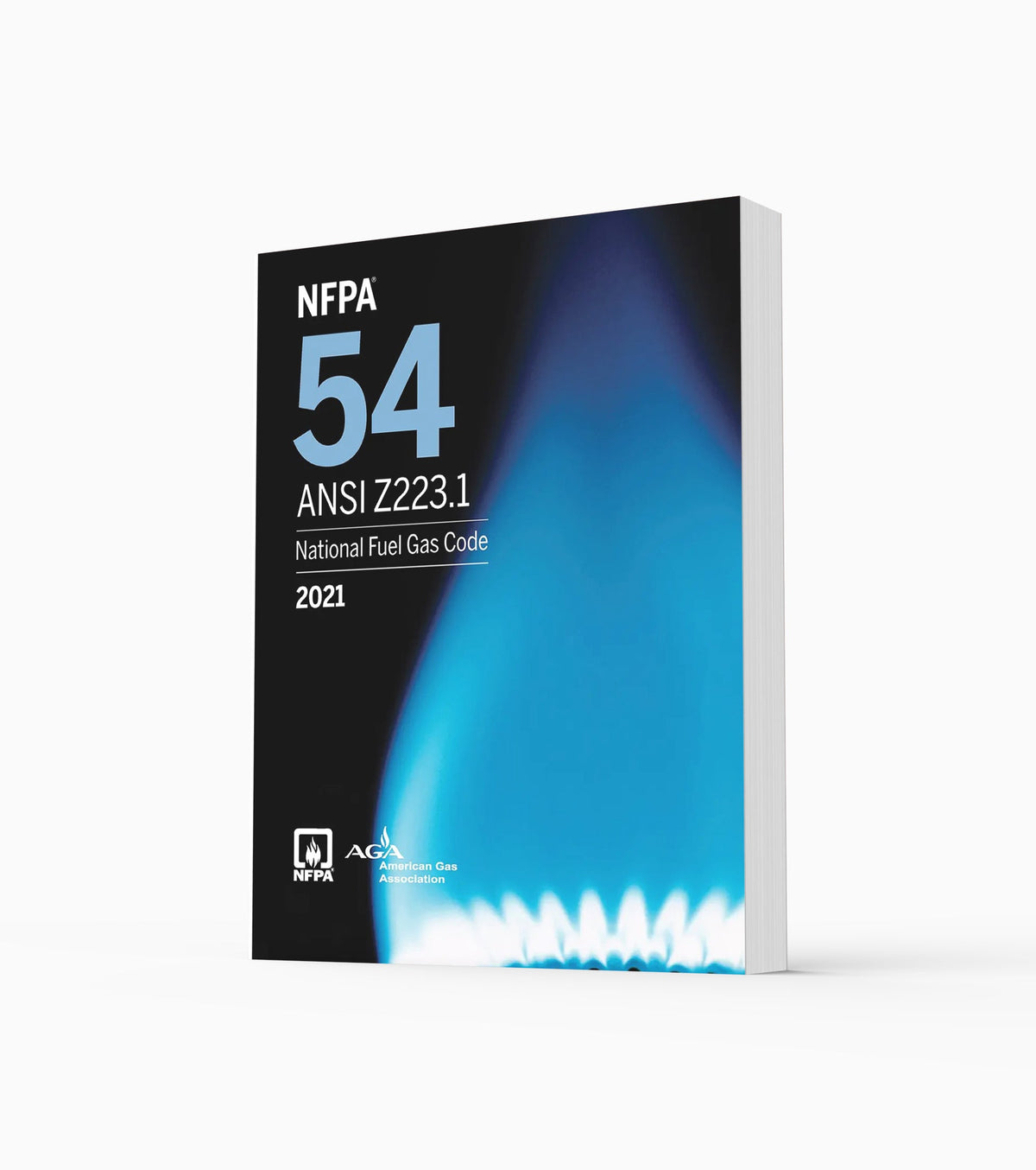 Product photo of 2021 NFPA 54/ANSI Z223.1 National Fuel Gas Code, standing upright with the front cover visible.
