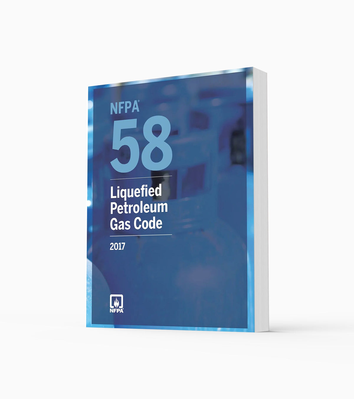 Product photo of 2017 NFPA 58 Liquefied Petroleum Gas Code, standing upright with the front cover visible.