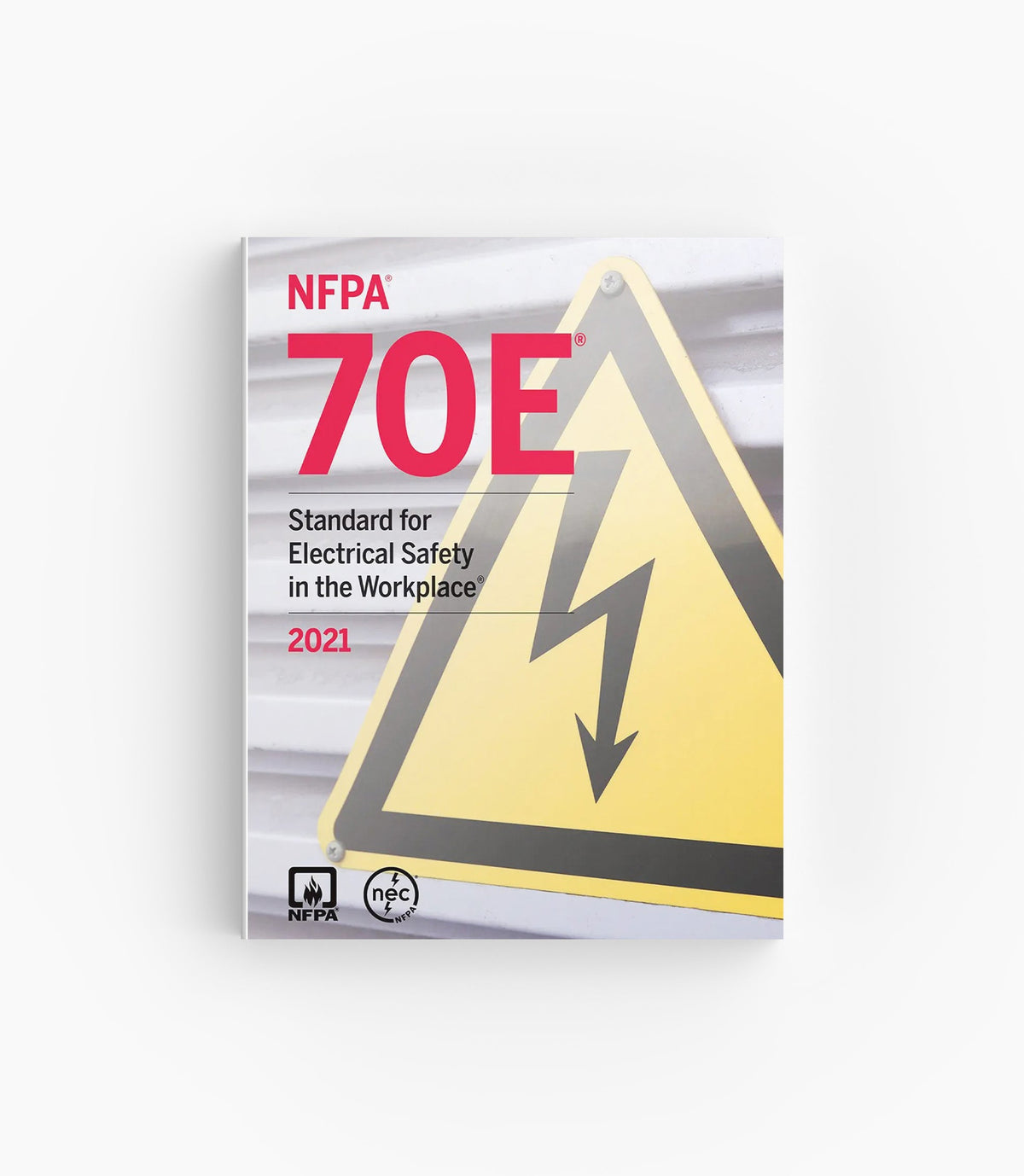 Product photo of 2021 NFPA 70E Standard for Electrical Safety in the Workplace, lying flat with the front cover visible.