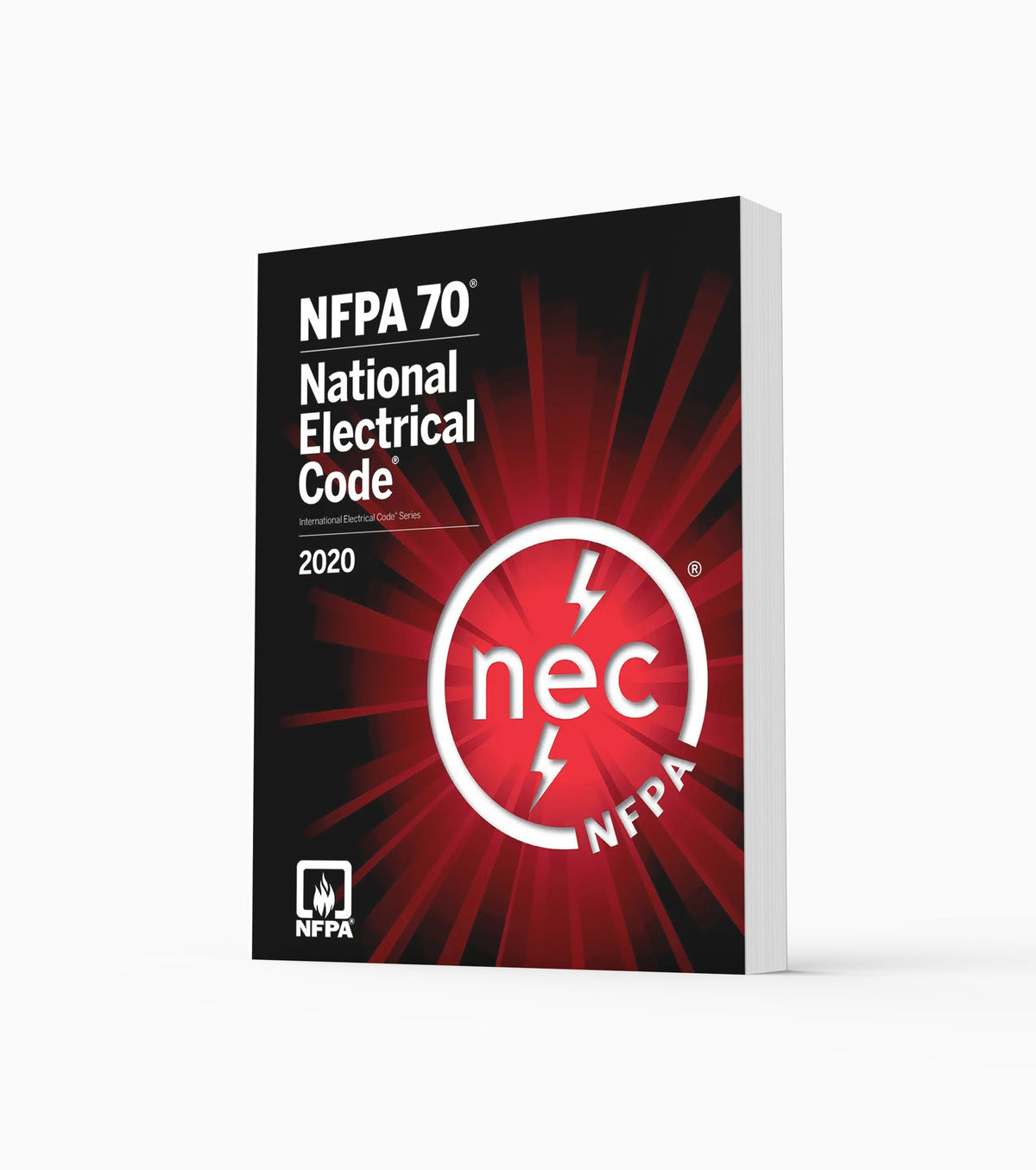 Product photo of 2020 NFPA 70 National Electrical Code Softbound, standing upright with the front cover visible.
