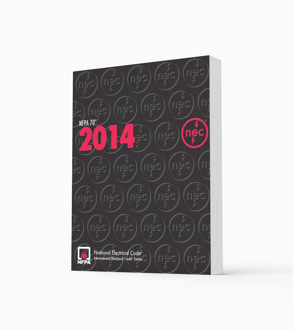 Product photo of 2014 NFPA 70 National Electrical Code, standing upright with the front cover visible.