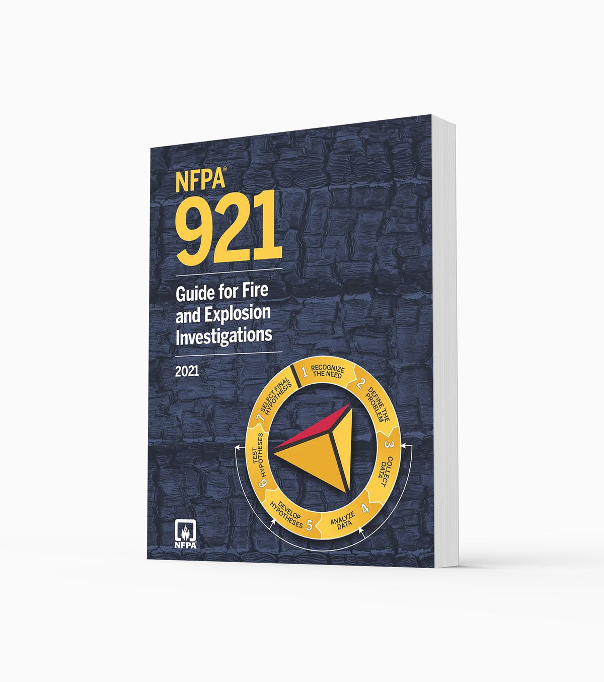 Product photo of 2021 NFPA 921 Guide for Fire and Explosion Investigations, standing upright with the front cover visible.
