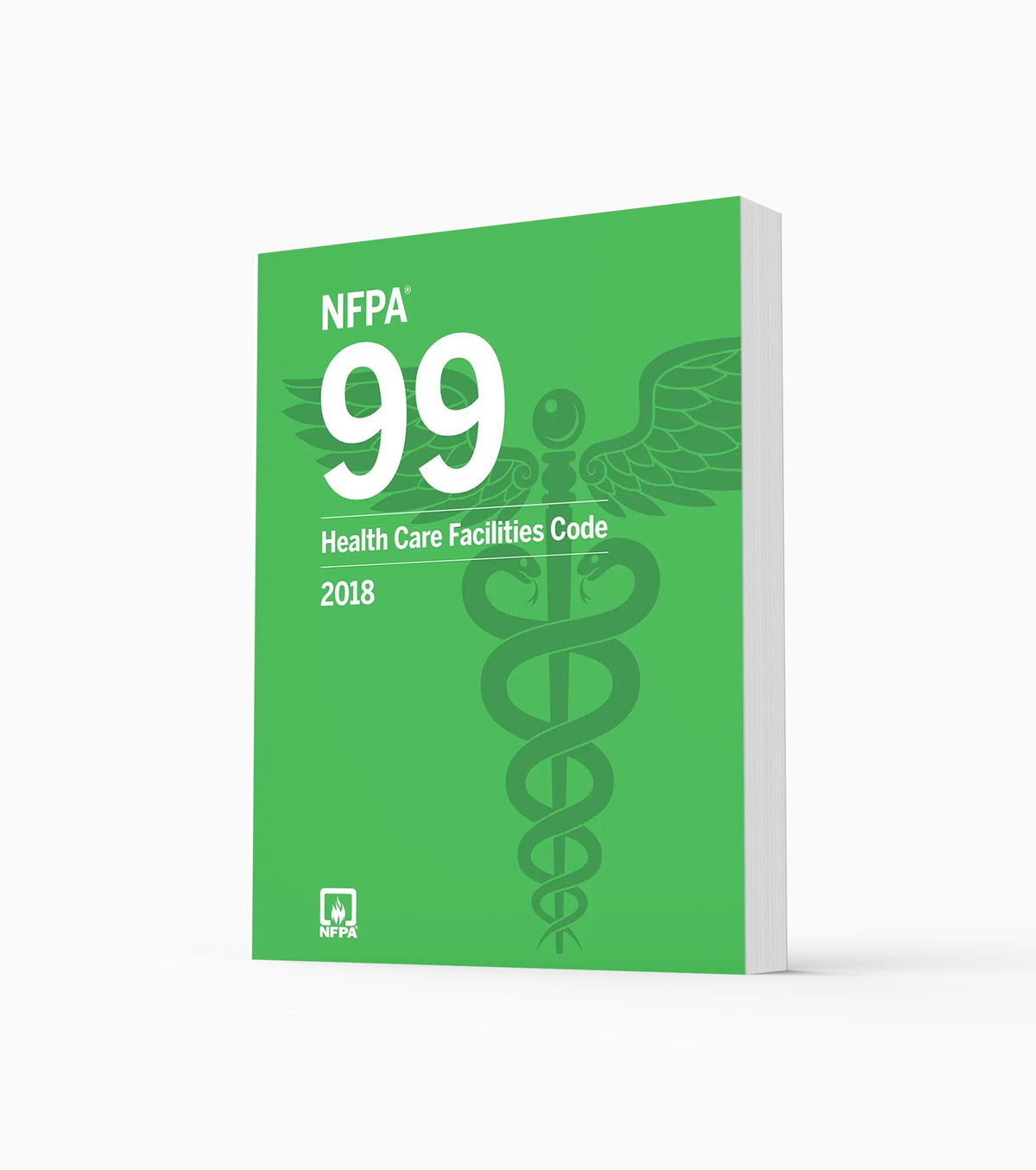 Product photo of 2018 NFPA 99 Health Care Facilities Code, standing upright with the front cover visible.