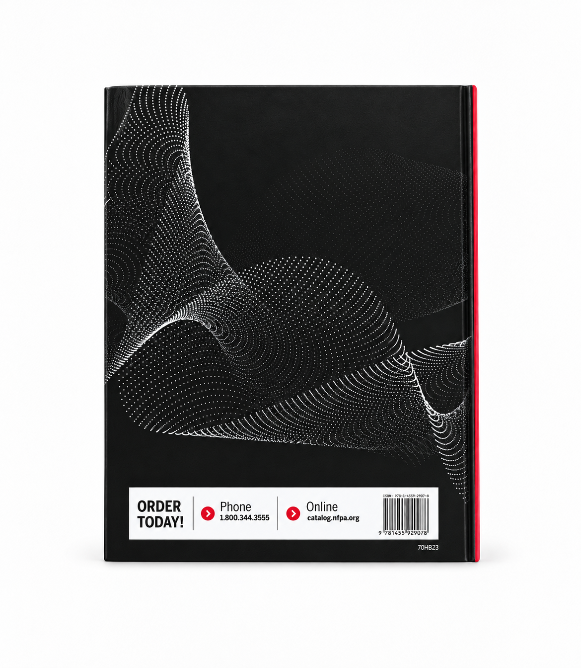 2023 NFPA 70 National Electrical Code Handbook hardcover — back cover, professionally retouched on white.
