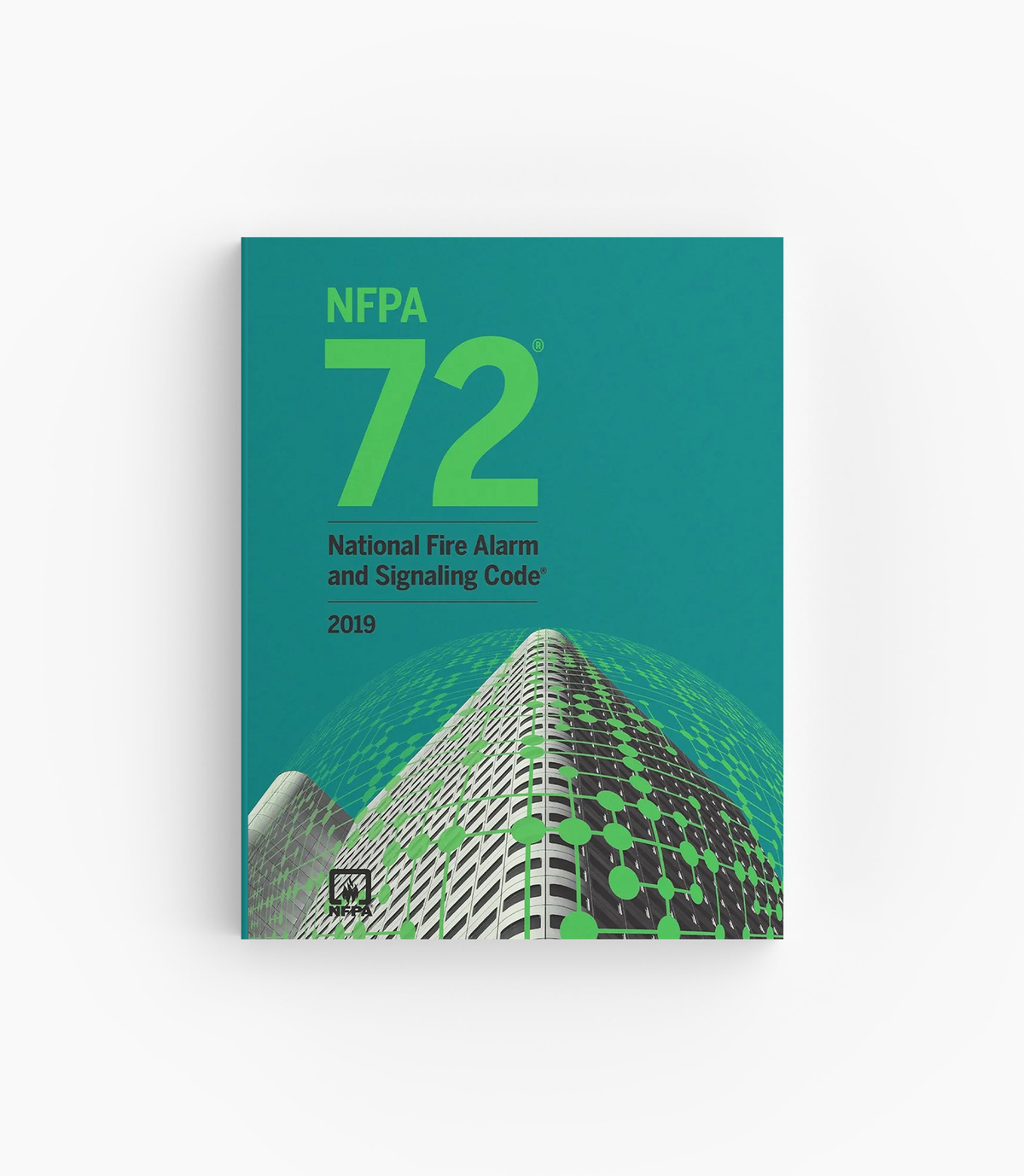 Product photo of 2019 NFPA 72 National Fire Alarm and Signaling Code, lying flat with the front cover visible.