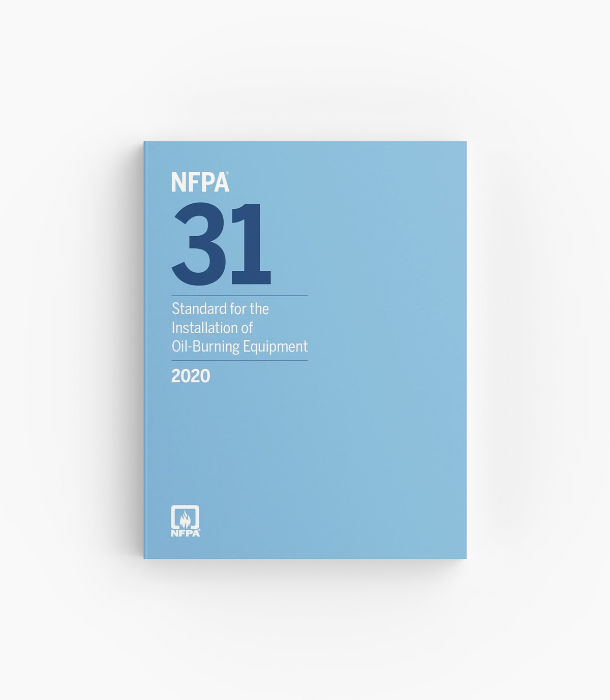 Product photo of 2020 NFPA 31 Standard for the Installation of Oil-Burning Equipment, lying flat with the front cover visible.