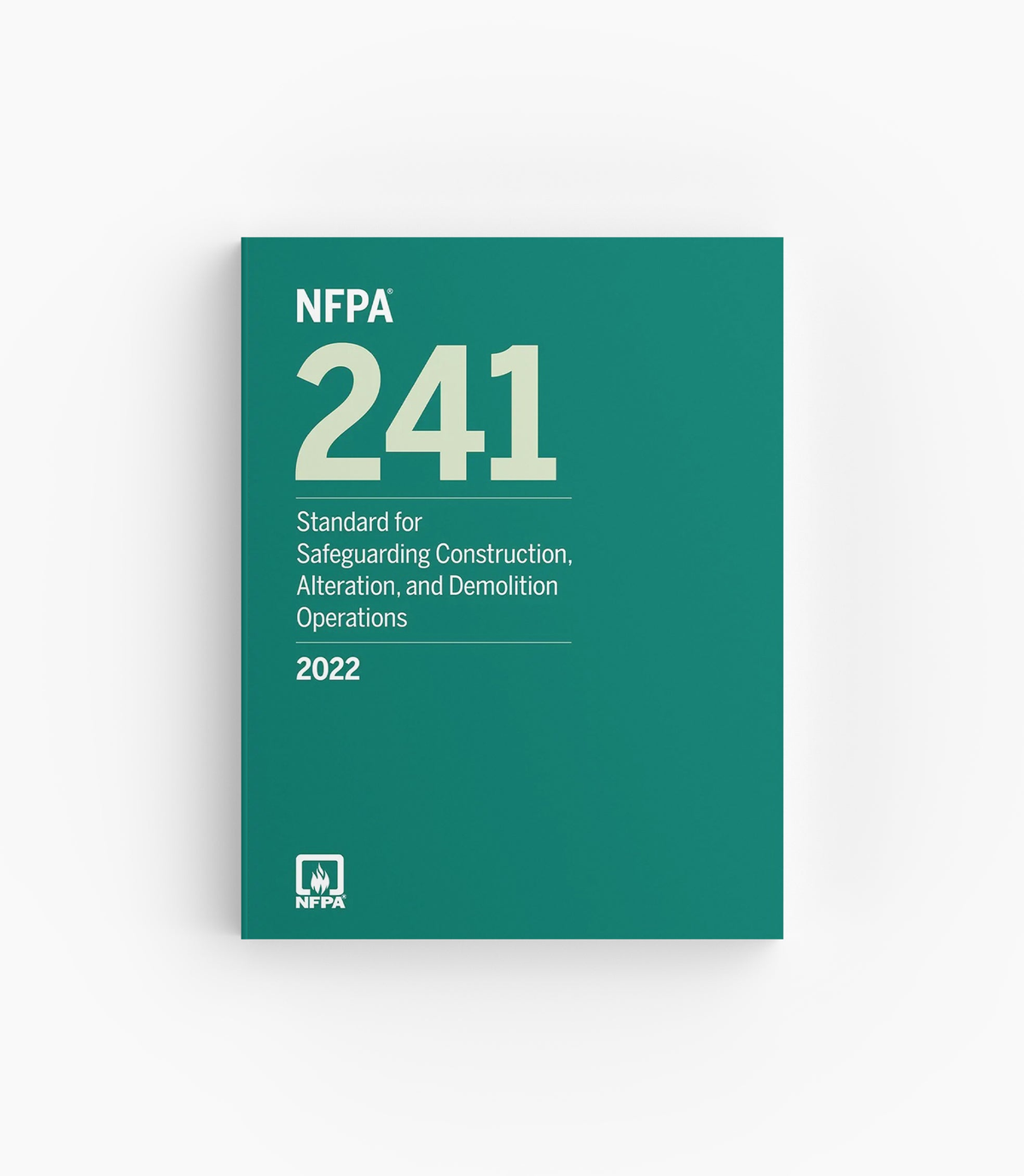 Product photo of 2022 NFPA 241 Standard for Safeguarding Construction, Alteration, and Demolition Operations, lying flat with the front cover visible.