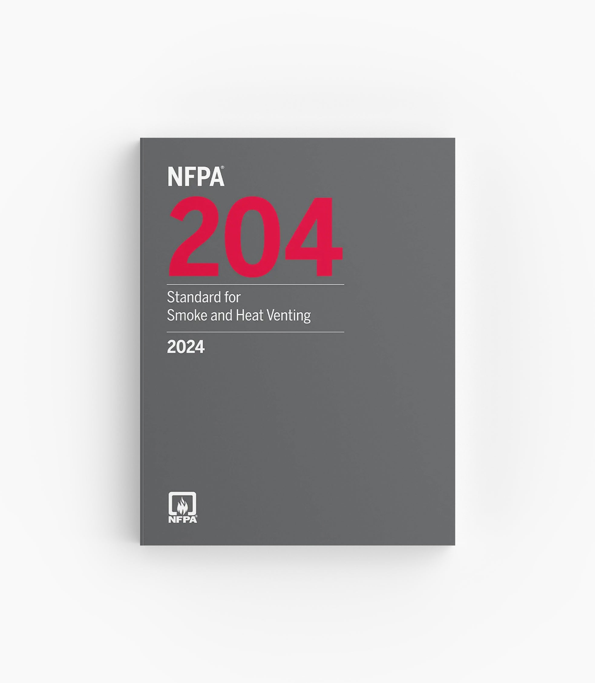 Product photo of 2024 NFPA 204 Standard for Smoke and Heat Venting, lying flat with the front cover visible.