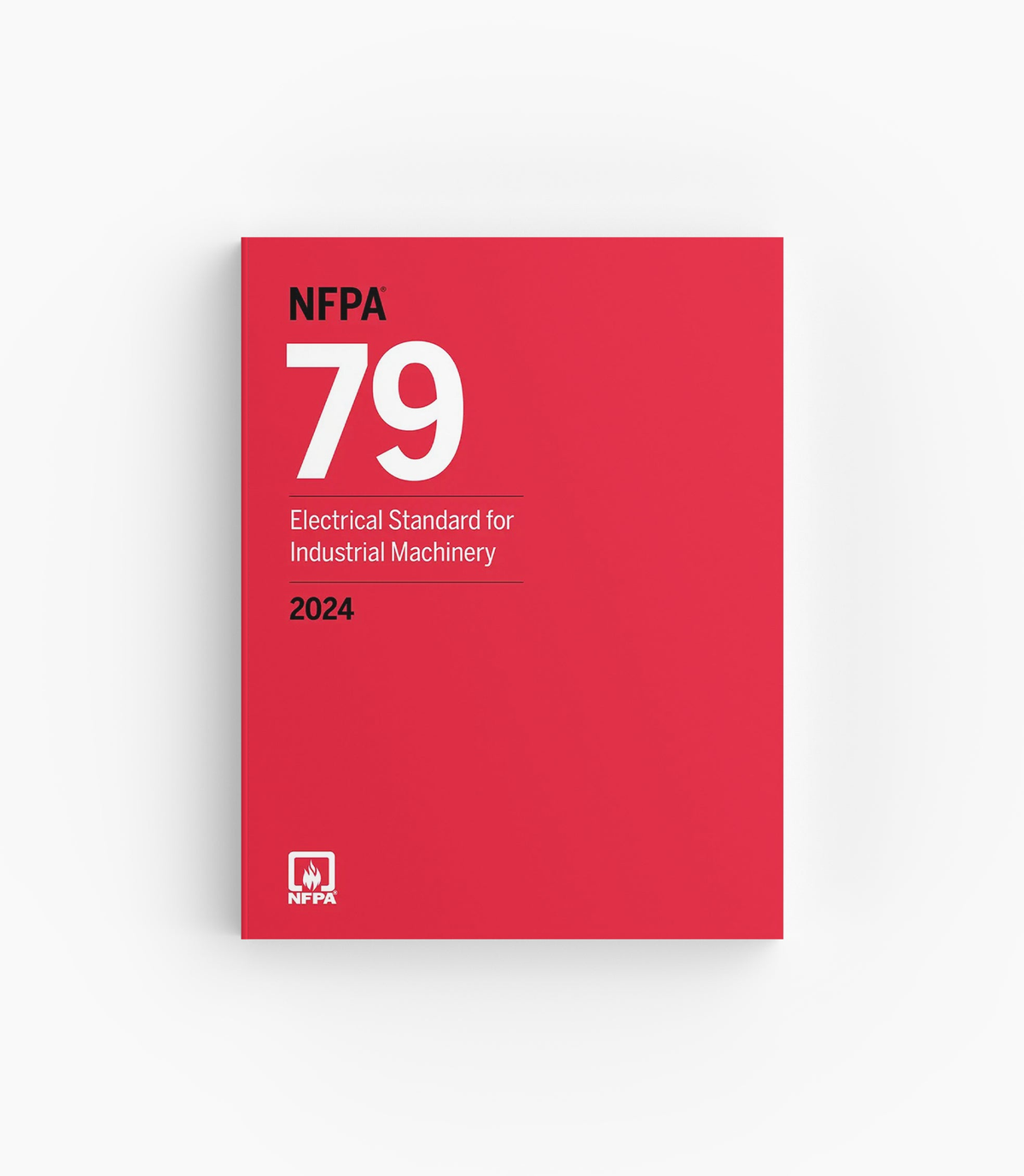 Product photo of 2024 NFPA 79 Electrical Standard for Industrial Machinery, lying flat with the front cover visible.