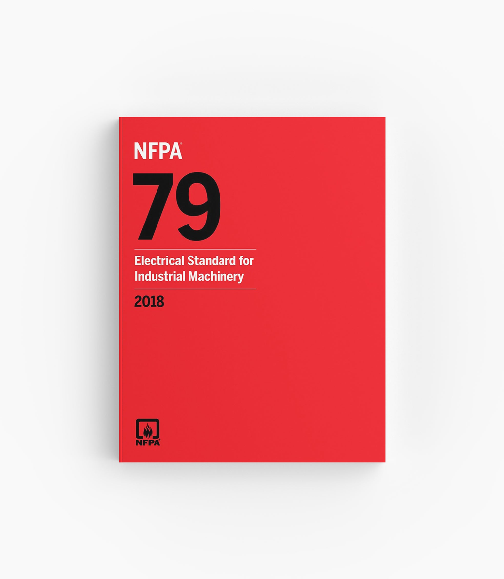 Product photo of 2018 NFPA 79 Electrical Standard for Industrial Machinery, lying flat with the front cover visible.