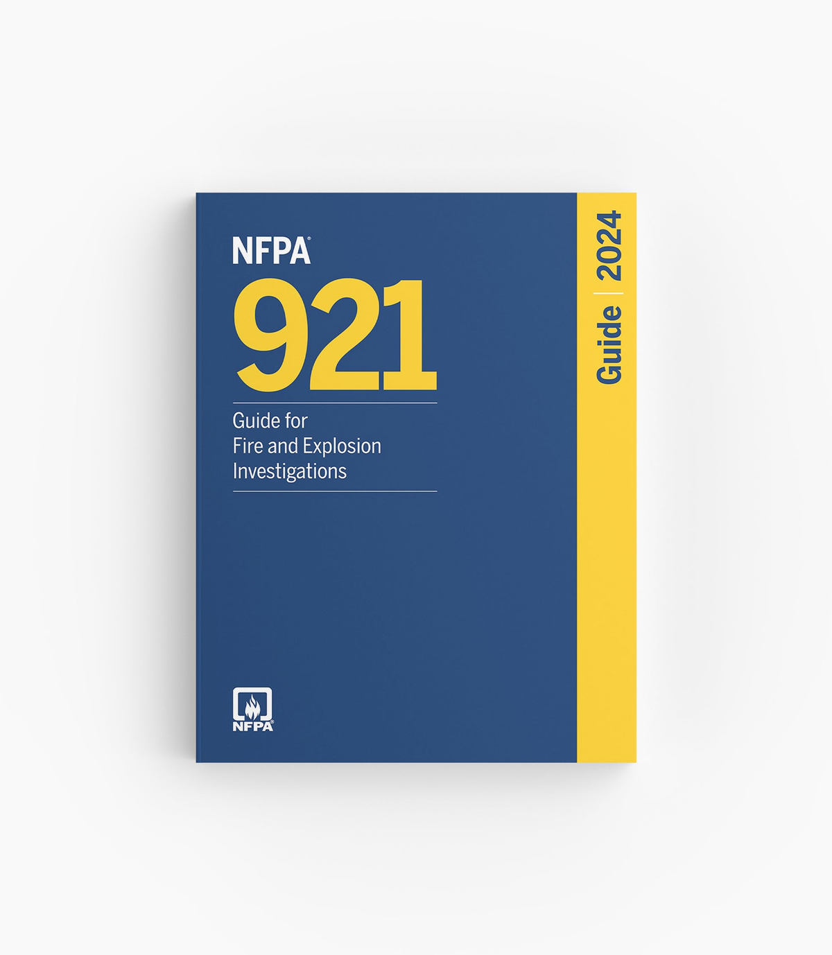 Product photo of 2024 NFPA 921 Guide for Fire and Explosion Investigations, lying flat with the front cover visible.