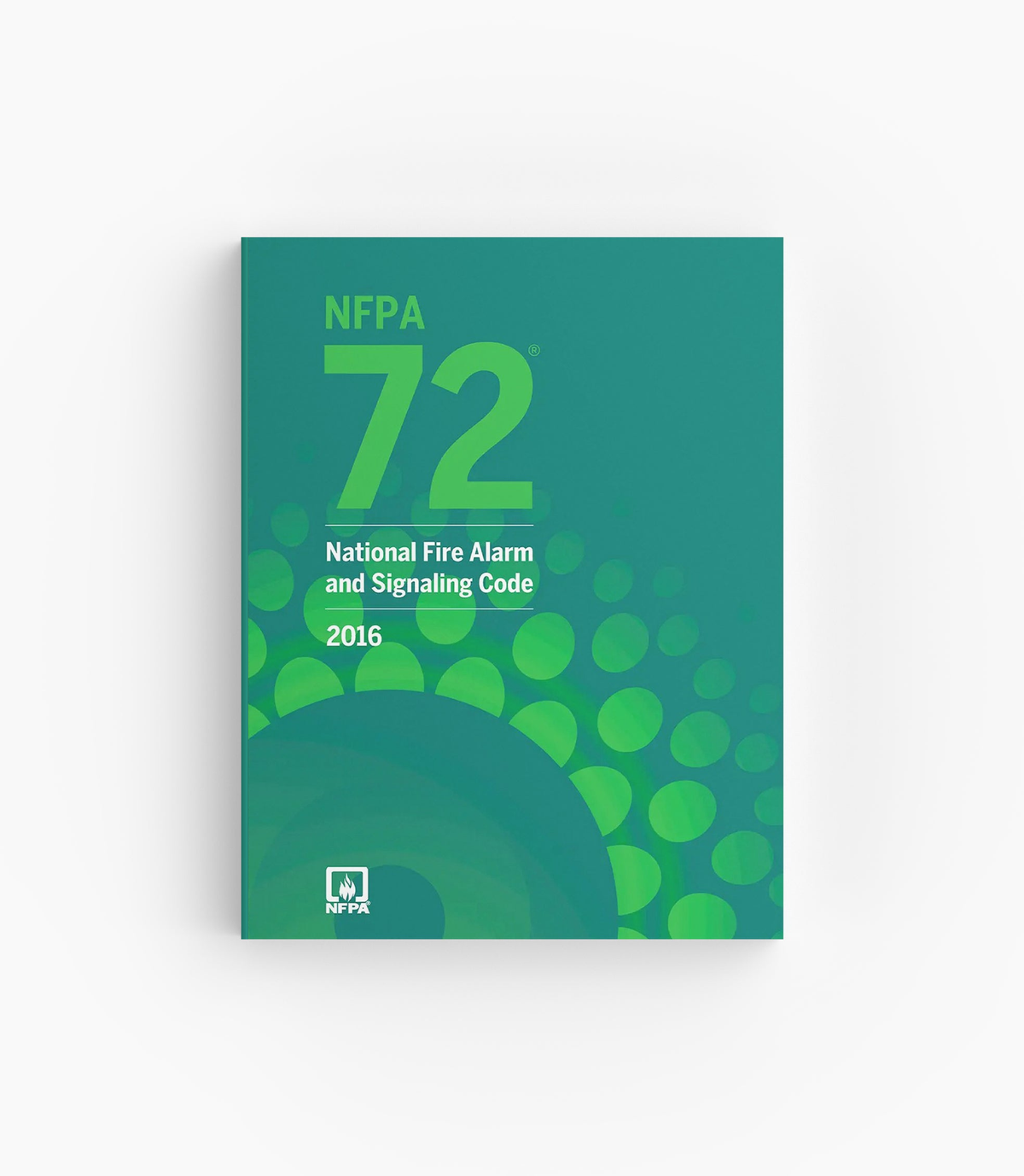 Product photo of 2016 NFPA 72 National Fire Alarm and Signaling Code, lying flat with the front cover visible.