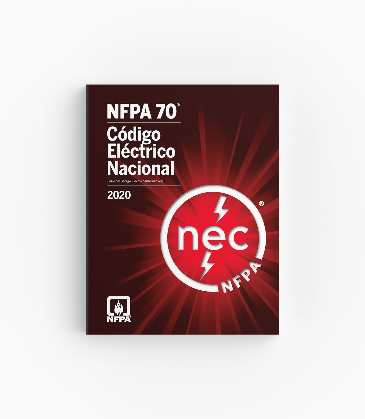 Product photo of 2020 NFPA 70 National Electrical Code Book Español, lying flat with the front cover visible.